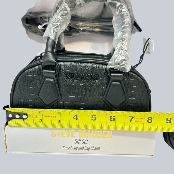 Steve Madden Gift Set Black Crossbody & Mini Satchel Bag Charm - Picture 7 of 9